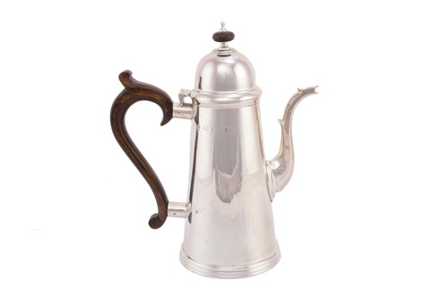 Lot 523 - A 20th century silver coffee pot, London 1972...