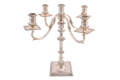 Lot 440 - A 20th century silver four branch candelabra,...