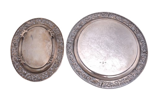 Lot 116 - A Chinese silver salver, Wang Hing, late Qing,...