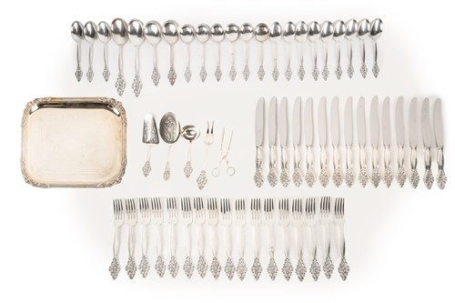 Lot 413 - A composite set of Norwegian silver plated...