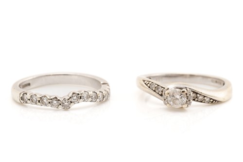 Lot 85 - Two diamond-set rings in 9ct white gold, the...