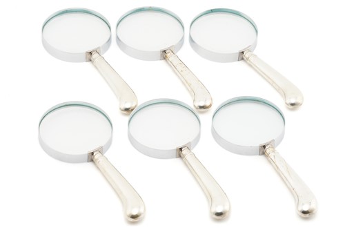 Lot 476 - Six modern silver handled magnifying glasses,...