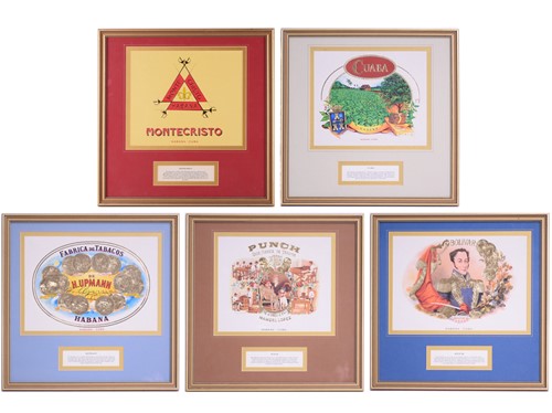 Lot 132 - Five Framed Double Mounted Cigar Brand...