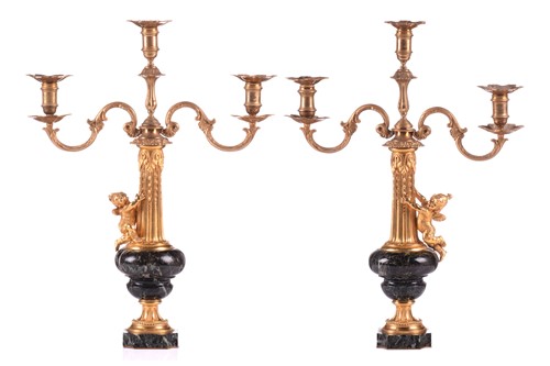 Lot 193 - A pair of French marble and ormolu mounted...