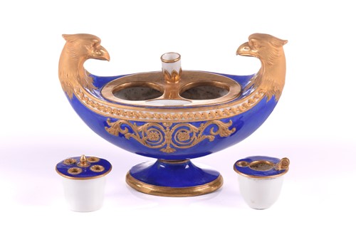 Lot 190 - A Sevres porcelain Empire design eagle-headed...