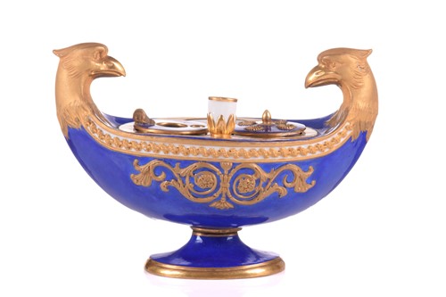 Lot 190 - A Sevres porcelain Empire design eagle-headed...