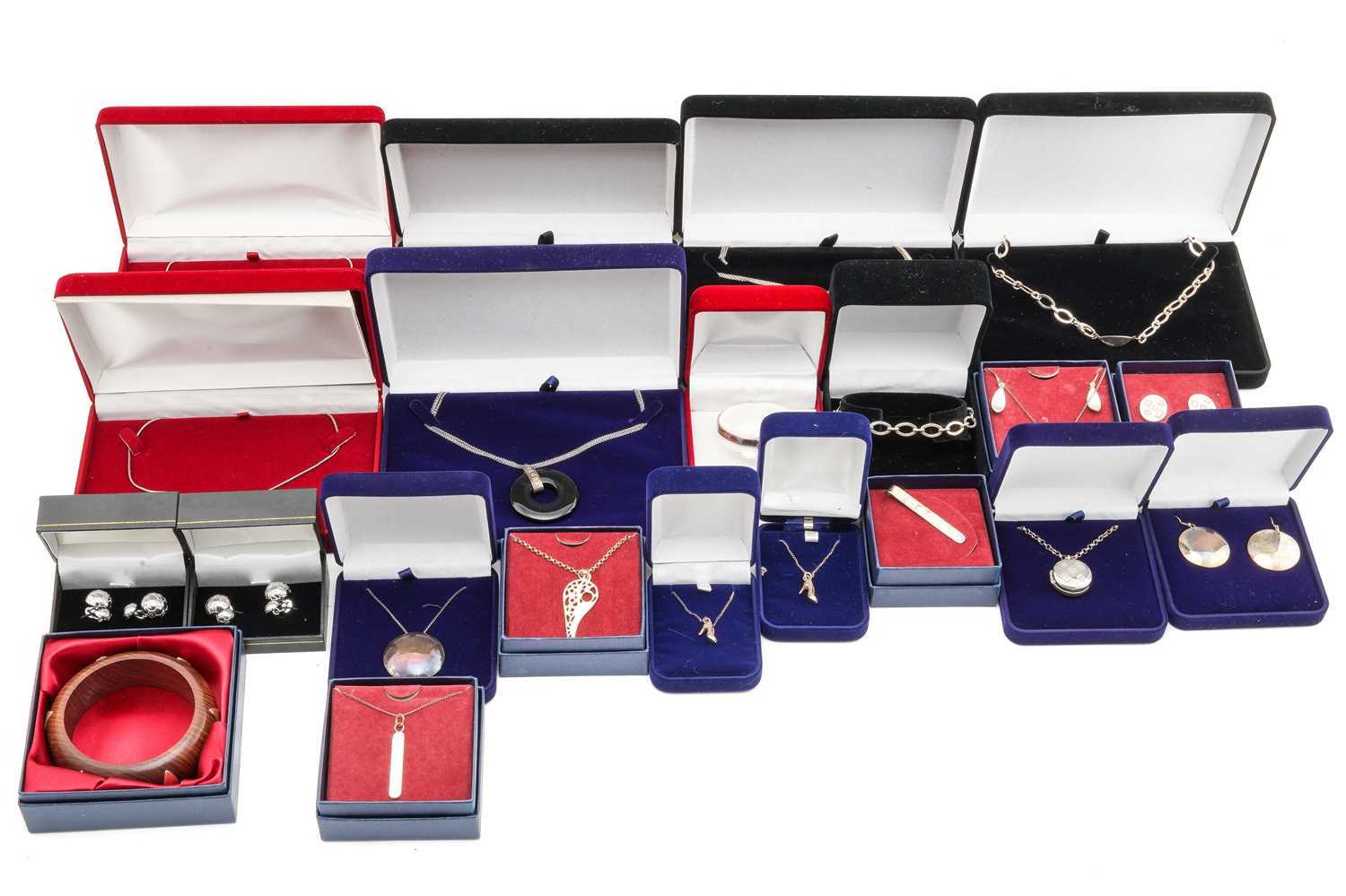 Lot 23 - A collection of silver jewellery; including...