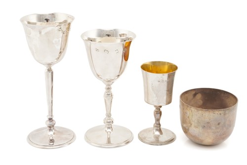 Lot 475 - A set of three 20th-century silver wine...