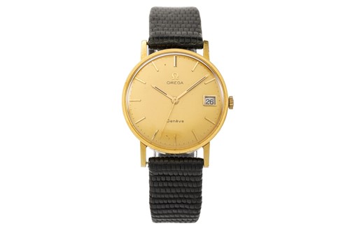 Lot 350 - An Omega Genève 18ct yellow gold wristwatch,...