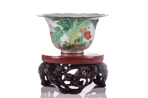 Lot 131 - A Japanese ginbari cloisonne high sided bowl,...