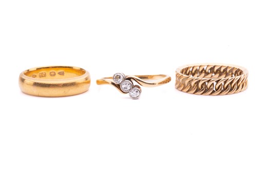 Lot 153 - Three rings comprising a 22 carat gold...