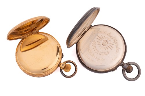 Lot 412 - An 18ct yellow gold ladies fob watch, the gilt...