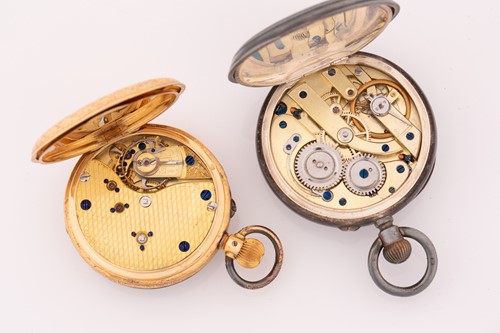 Lot 412 - An 18ct yellow gold ladies fob watch, the gilt...
