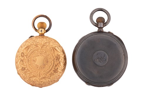 Lot 412 - An 18ct yellow gold ladies fob watch, the gilt...