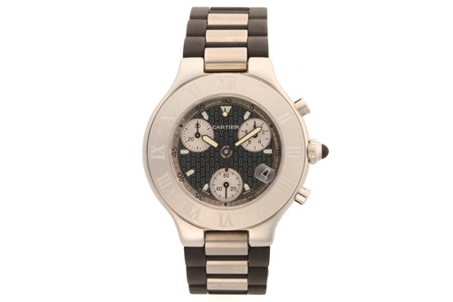 Lot 380 - A Cartier Must 21 Chronoscaph, with a...