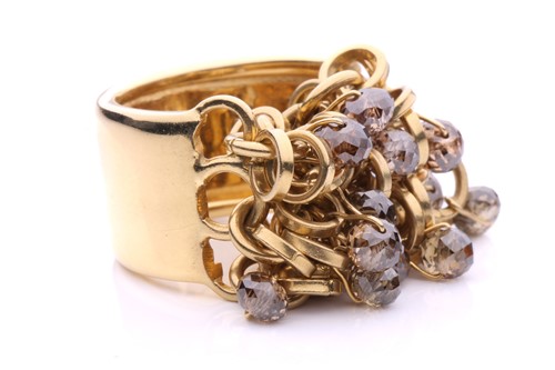 Lot 16 - A brown diamond beaded cocktail ring, composed...