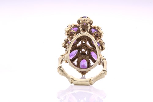 Lot 47 - An amethyst and diamond cocktail ring of...