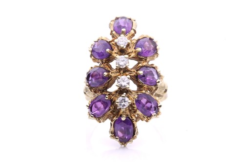 Lot 47 - An amethyst and diamond cocktail ring of...