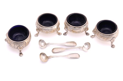 Lot 473 - A set of four Victorian silver salt cellars,...