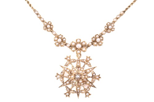 Lot 104 - An Edwardian floral necklace with a detachable...
