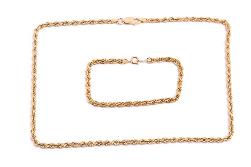 Lot 205 - A twisted rope chain necklace and another, the...