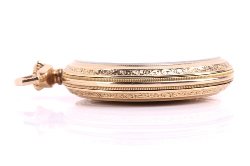 Lot 397 - A Hamilton gold plated pocket watch, the white...