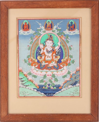 Lot 113 - A 19th century Tibetan Buddhist Thangka, 35 cm...