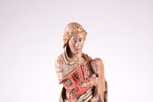 Lot 254 - A polychromic painted carved oak figure of The...
