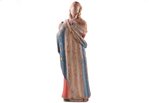 Lot 254 - A polychromic painted carved oak figure of The...