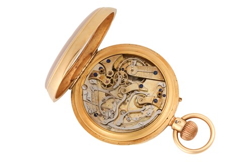 Lot 312 - An 18ct yellow gold open face chronograph...
