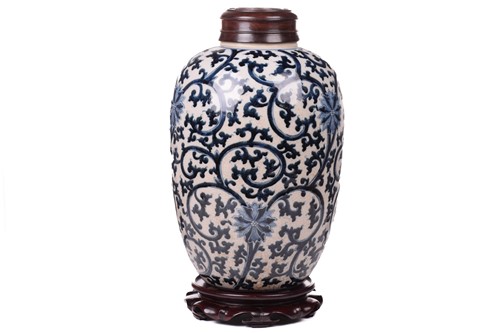 Lot 194 - A Chinese Ming style blue and white ovoid vase,...