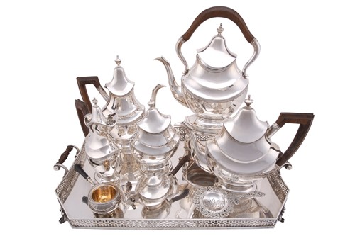 Lot 441 - A Portuguese five piece teaset, with an...