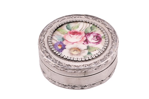 Lot 431 - A French late 19th century circular silver box;...