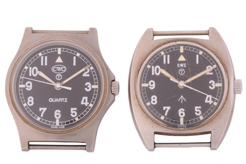 Lot 444 - A pair of CWC W10 military-issued watches, the...