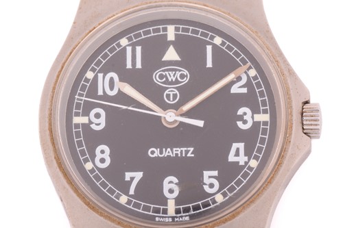 Lot 444 - A pair of CWC W10 military-issued watches, the...