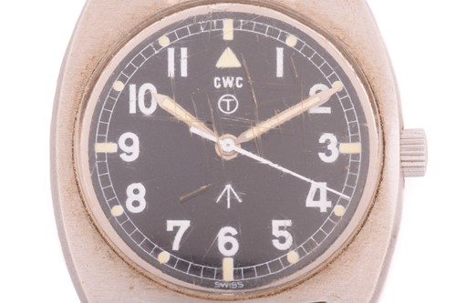 Lot 444 - A pair of CWC W10 military-issued watches, the...