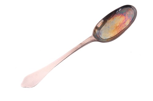 Lot 428 - A Queen Anne silver "dog nose" spoon, London,...