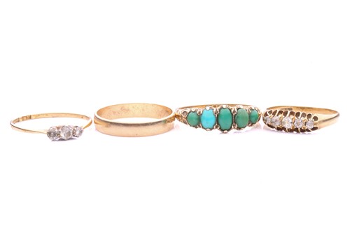 Lot 52 - A collection of four gem-set rings; including...
