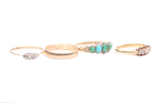 Lot 52 - A collection of four gem-set rings; including...