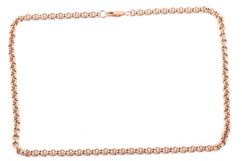 Lot 108 - A 9ct yellow gold belcher link necklace,...