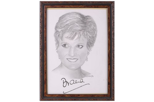Lot 318 - Diana Spencer: a hand-signed pencil portrait...