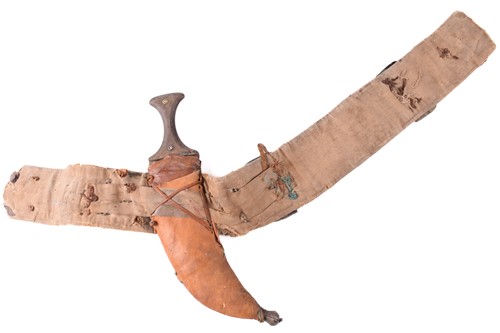 Lot 238 - An old Yemeni Khanja/Jambiya scabbard and belt,...