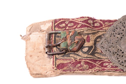 Lot 238 - An old Yemeni Khanja/Jambiya scabbard and belt,...