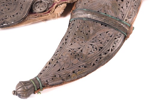 Lot 238 - An old Yemeni Khanja/Jambiya scabbard and belt,...