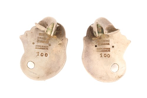 Lot 246 - Georg Jensen - a pair of 'tulip' earrings, of...