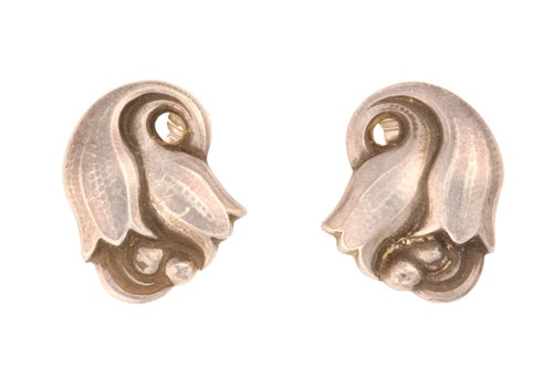 Lot 246 - Georg Jensen - a pair of 'tulip' earrings, of...