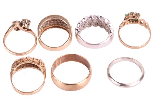 Lot 45 - A collection of seven rings, comprising a...