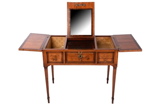 Lot 317 - A French marquetry inlaid kingwood poudreuse...