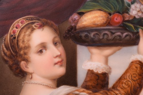 Lot 43 - A late 19th century framed oval porcelain...