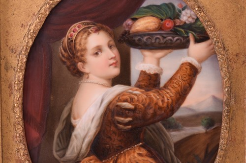 Lot 43 - A late 19th century framed oval porcelain...